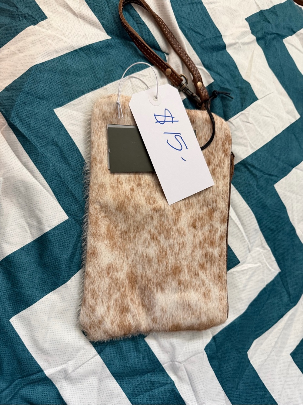 CowhideCrossbody Wristlet in Light Brown - Women Bags